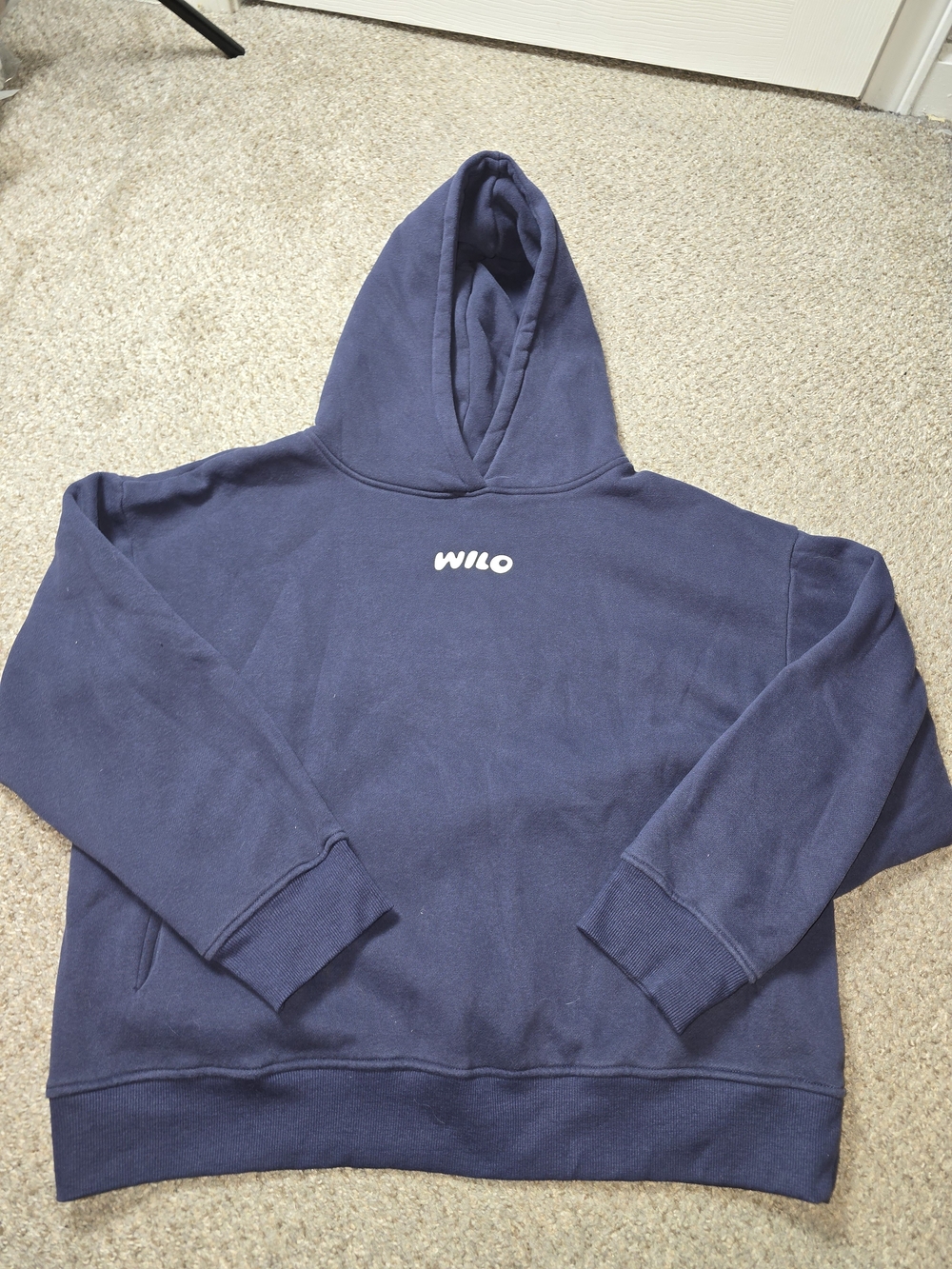 Wilo The Label Navy Blue Hoodie Sweatshirt Size Medium